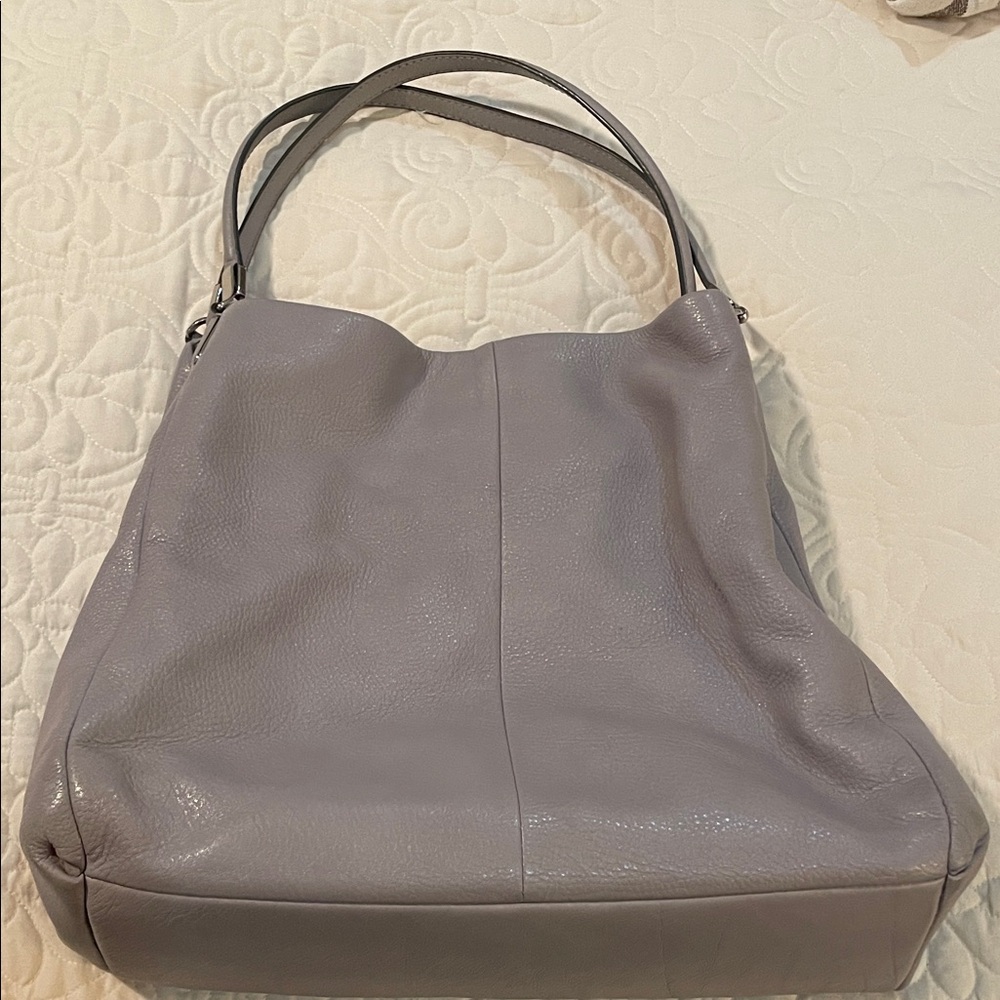 Coach Soft Gray Leather Shoulder Bag
